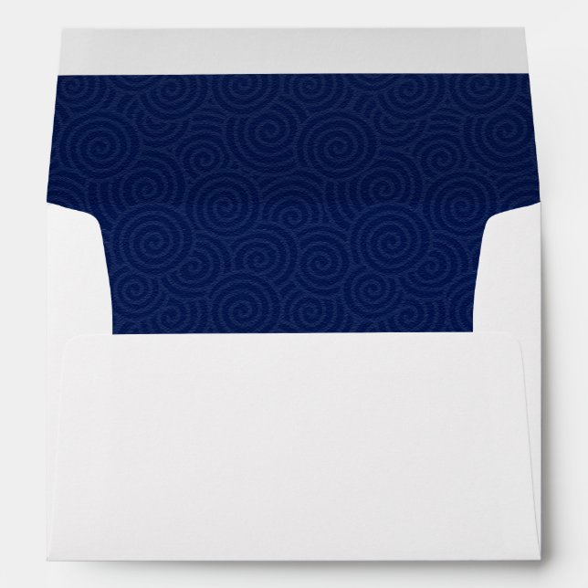 Elegant Spirals Navy Lined Envelope (Back (Bottom))