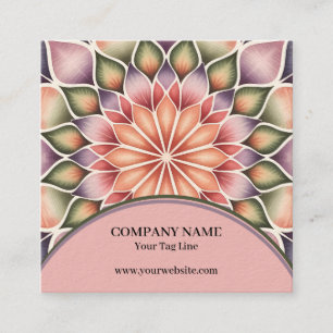 Elegant Spiritual Mandala Flower Logo Yoga Square Business Card