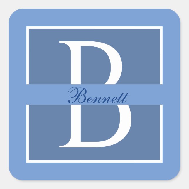 Elegant Split Initial  Square Sticker (Front)
