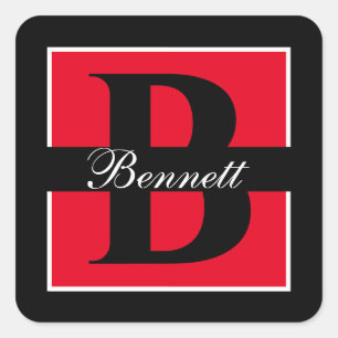 Elegant Split Initial Square Sticker