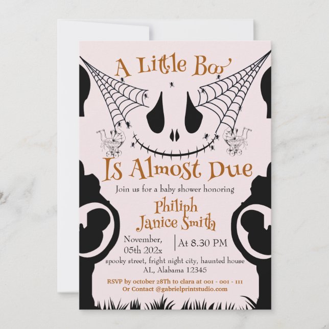 Elegant Spooky, Halloween Baby Shower  Invitation (Front)