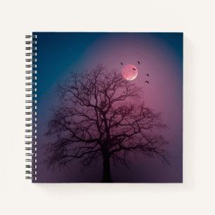 Elegant Spooky Halloween Theme Tree Moon Artwork Notebook