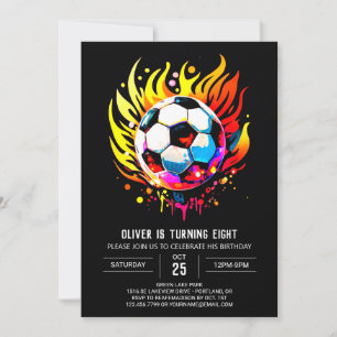Elegant Sports Printable Soccer Birthday Invitation