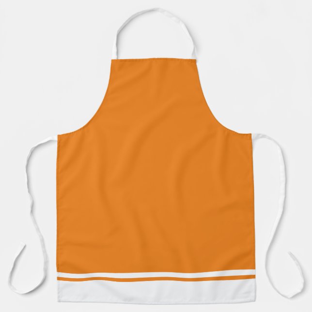 Elegant Sporty Orange White Hem Racing Stripes Apron (Front)