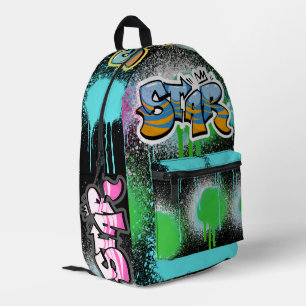 Elegant spray painting Colourful graffiti Black Printed Backpack