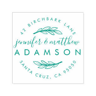 Elegant Sprig Wedding Couple's Return Address Self-inking Stamp