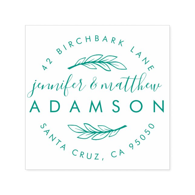 Elegant Sprig Wedding Couple's Return Address Self-inking Stamp (Design)