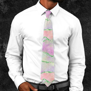 Elegant Spring Agate   Playful Faux Green Glitter Tie
