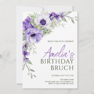 Elegant Spring and Summer Wildflowers Birthday  Invitation