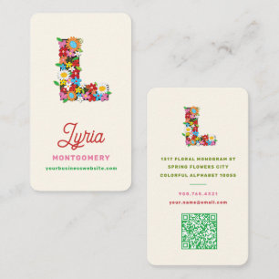 Elegant Spring Blossom Alphabet Letter L Monogram Business Card