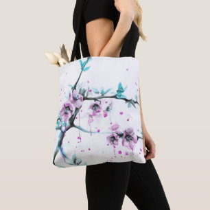 Elegant Spring blossom Pink floral Watercolor art Tote Bag