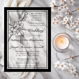 Elegant Spring Blossoms Gold White Formal Wedding Acrylic Invitations