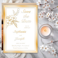 Elegant Spring Blossoms Photo White Save the Date
