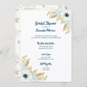 Elegant Spring Blue & White Floral Bridal Shower Invitation