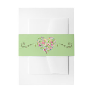 Elegant Spring Boho Floral Gold Wedding Invitation Belly Band