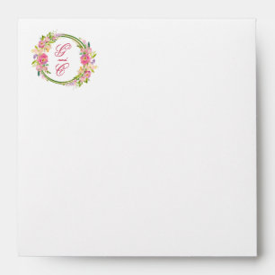 Elegant Spring Boho Floral Wedding Pre-Printed Envelope