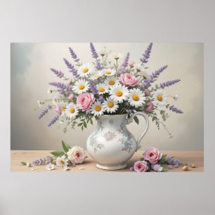 Elegant Spring Bouquet in Vase Soft Floral Poster