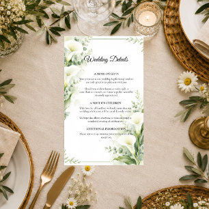 Elegant Spring Calla Lily Romance Wedding  Enclosure Card