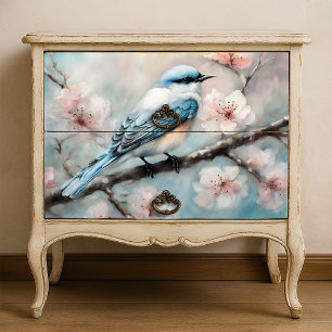 Elegant Spring Cherry Blossom Bluebird Decoupage Tissue Paper
