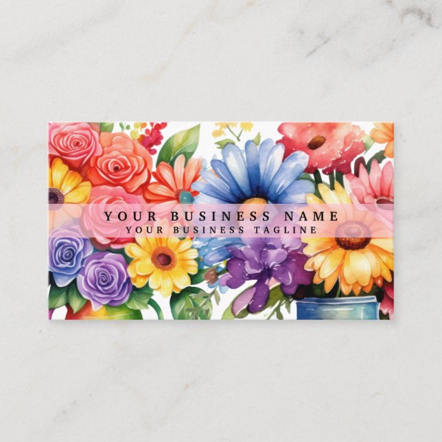 Elegant Spring Colourful Flowers Business Cards (Front)