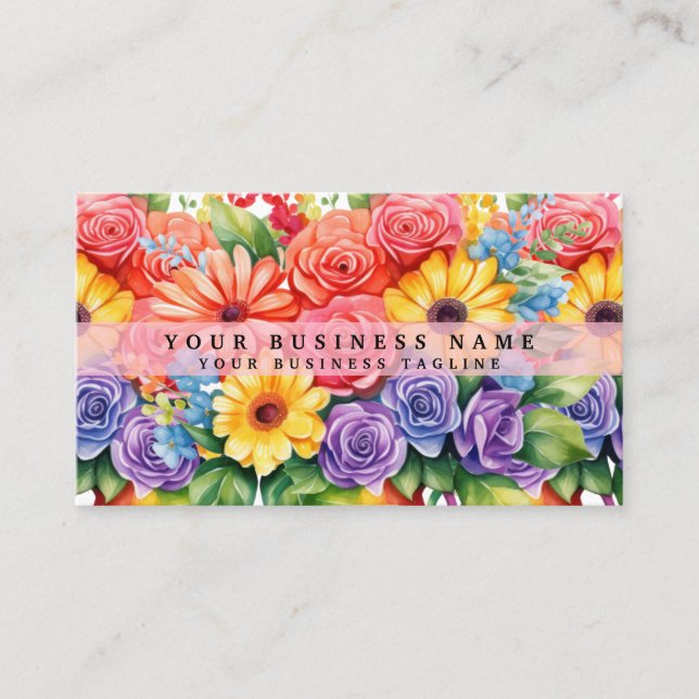 Elegant Spring Colourful Flowers Business Cards (Front)