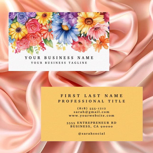 Elegant Spring Colourful Flowers Business Cards (Creator Uploaded)