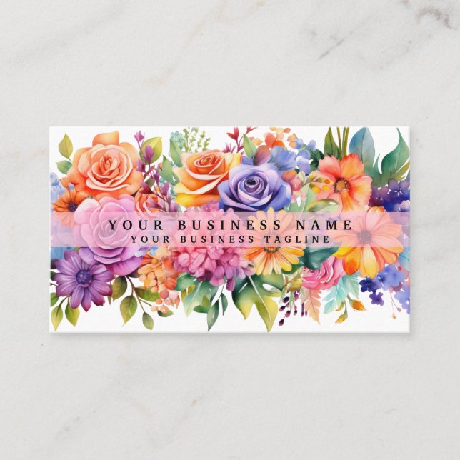 Elegant Spring Colourful Flowers Business Cards (Front)
