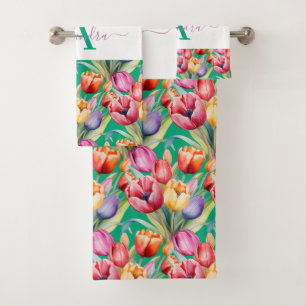 Elegant Spring Colours Tulips Towel Set