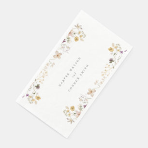 Elegant Spring Custom Text Wildflower Wedding Napkin