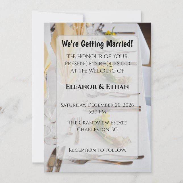 Elegant Spring Daffodil Place Setting Formal Weddi Invitation (Front)