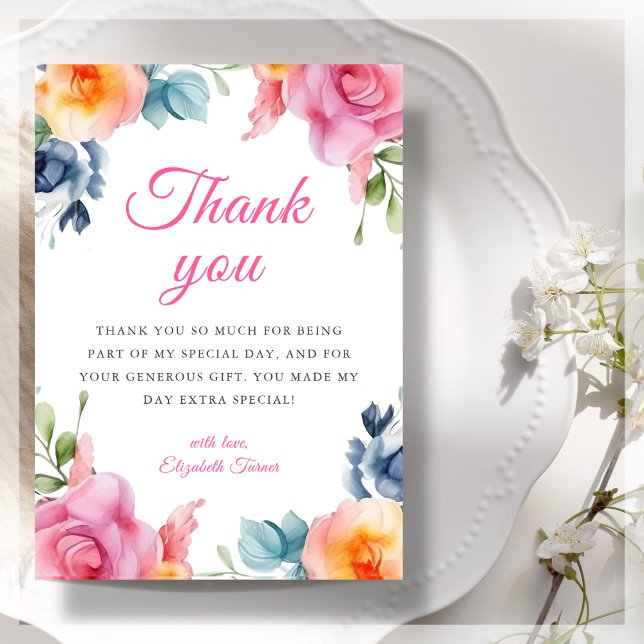 Elegant Spring Floral Birthday  Thank You Card (Creator Uploaded)