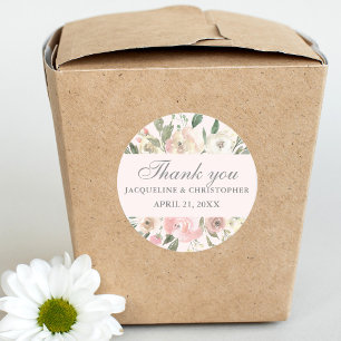 Elegant Spring Floral Blush Peony Wedding Classic Round Sticker