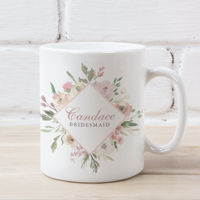 Elegant Spring Floral Blush Pink Peony Bridesmaid Coffee Mug (Creator Uploaded)