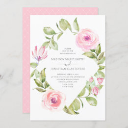 Elegant Spring Floral Diamond Pink Wedding Invitation