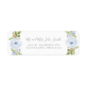 Elegant Spring Floral Dusty Blue Wedding Labels