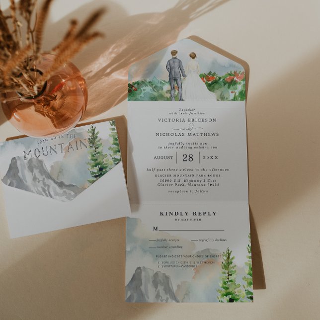 Elegant Spring Floral Mountain Wedding All In One Invitation (Creator Uploaded)