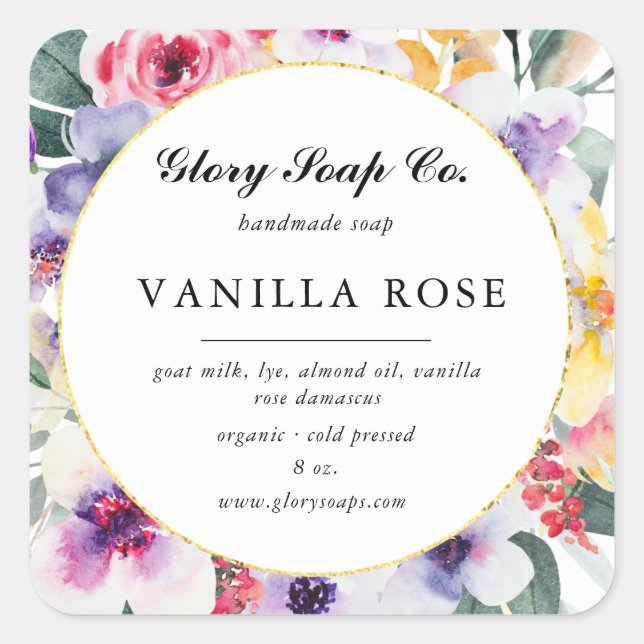 elegant spring floral soap bar sticker (Front)