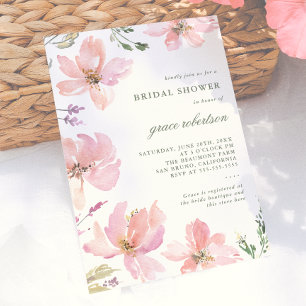 Elegant Spring Floral Watercolor Bridal Shower Invitation