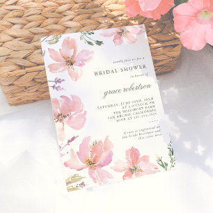 Elegant Spring Floral Watercolor Bridal Shower Invitation