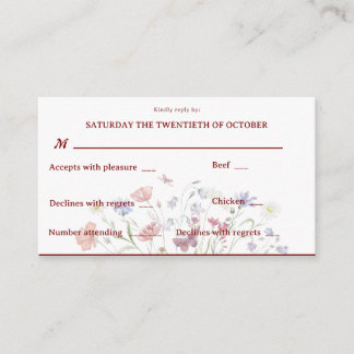 Elegant  Spring Floral Watercolor Floral RSVP Enclosure Card