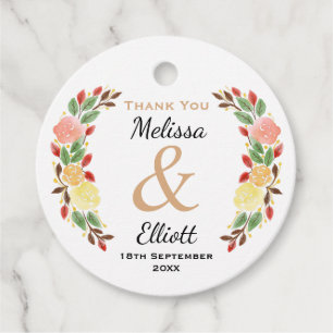 Elegant Spring Floral Watercolor Wreath Border Favour Tags