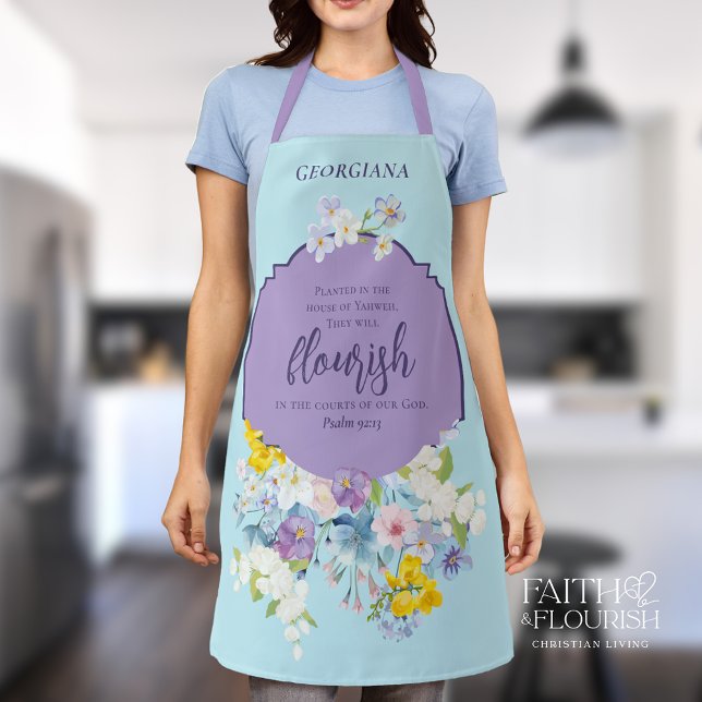 Elegant Spring Florals Bible Verse Personalised Apron (Creator Uploaded)