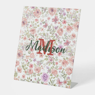 Elegant Spring Flower Wildflower Bouquet Butterfly Pedestal Sign