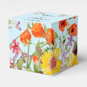 Elegant Spring Flowers Blue Wedding Favour Box