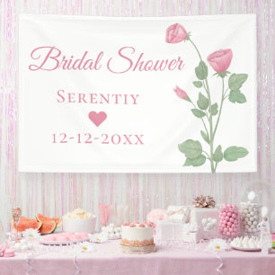 Elegant Spring Flowers Pink Floral Bridal Shower Banner