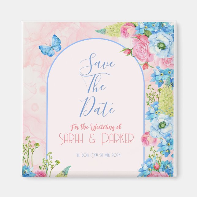 Elegant Spring Flowers Save the Date  Magnet (Front)