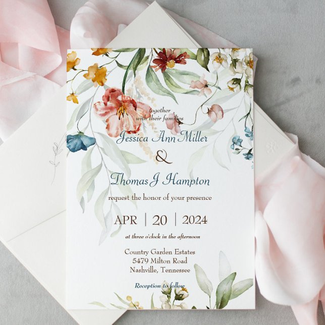 Elegant Spring Garden Floral Wedding Invitation (Creator Uploaded)