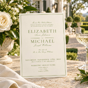 Elegant Spring Green Classic Script Wedding Invitation