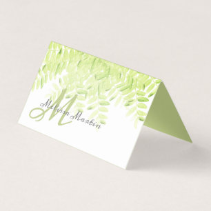 elegant spring green leaves monogram