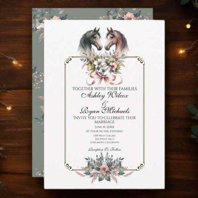 Elegant Spring Horse Wedding Invitation (Enjoy this beautiful collection of elegant watercolor designs.)